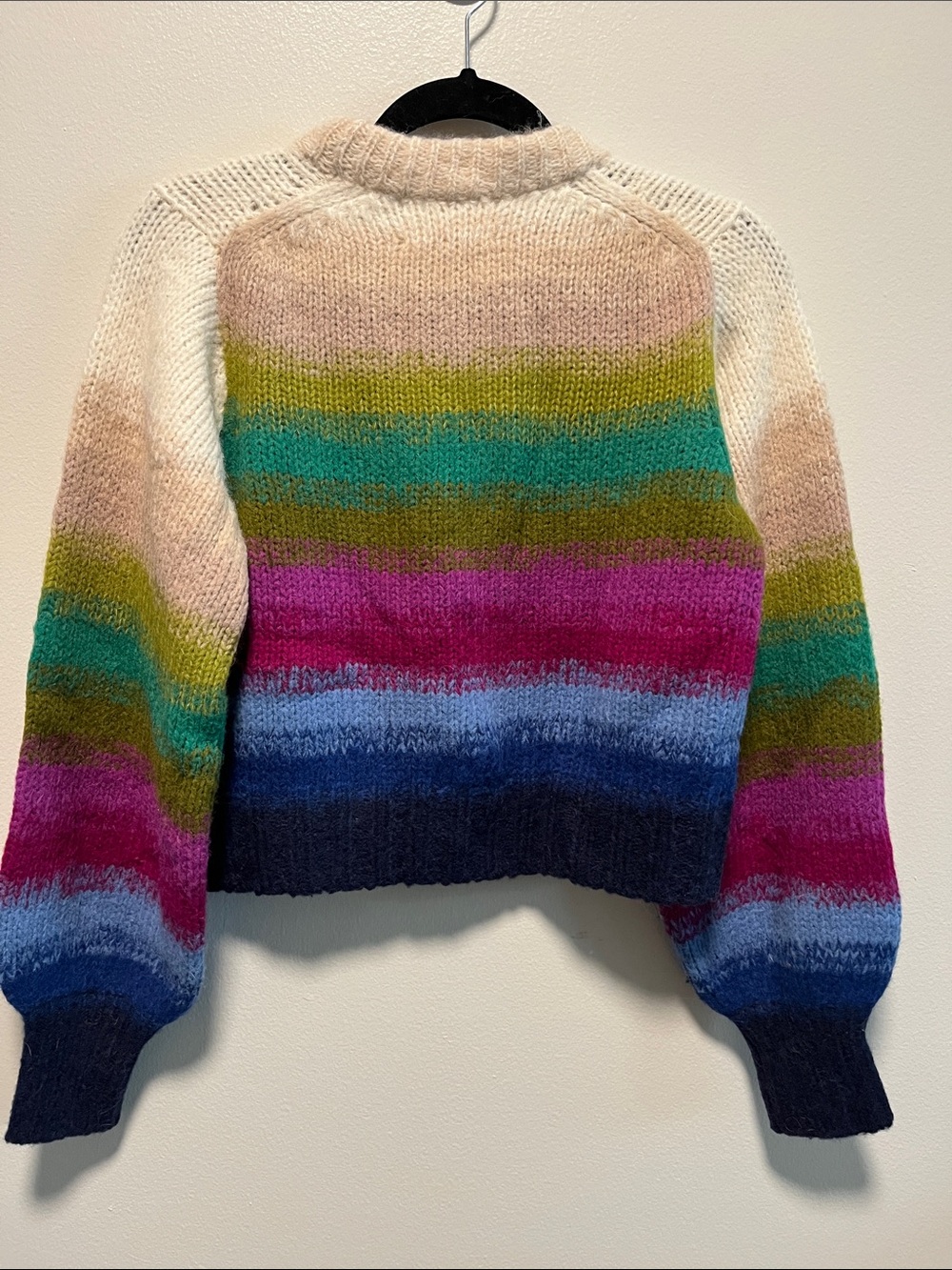 ELEVEN SIX Laila Multicolor Rainbow Striped Alpaca Sweater, Size S - Picture 10 of 11